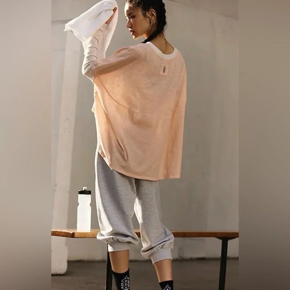 Free People Movement Full Circle Layer Top - Pastel Peach Combo Size Small - Picture 4 of 8